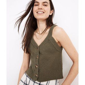 Madewell Wakefield Button-Front Sweater Tank in Olive Green - Sz XS
